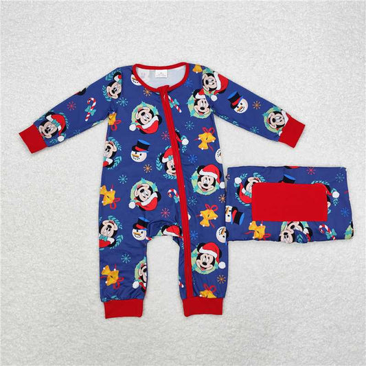 5.15 RTS NO MOQ Baby Boys Bodysuit LR1417 Christmas Snowman Mouse Hats Zip Rompers