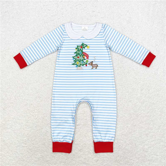 6.4 RTS NO MOQ Baby Boys Bodysuit LR1564 Christmas Tree Dogs Long Sleeve Rompers
