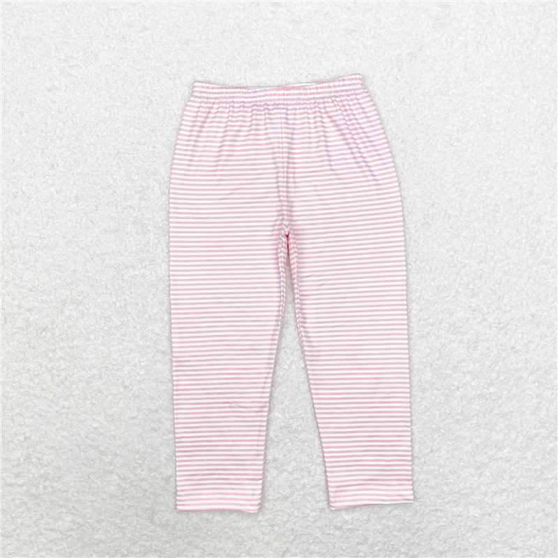 RTS NO MOQ Baby Girls Long Pants P0625 Pink Stripes Legging Pants Bottoms