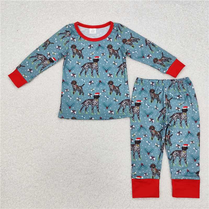 RTS NO MOQ Baby Boys Sets BLP0850 Christmas Dog Bamboo Pajamas Clothes Sets