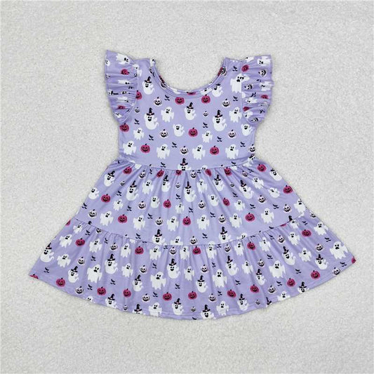 6.21 RTS NO MOQ Summer Baby Girls Dresses GSD1425 Halloween Ghost Ruffle Knee Length Dresses