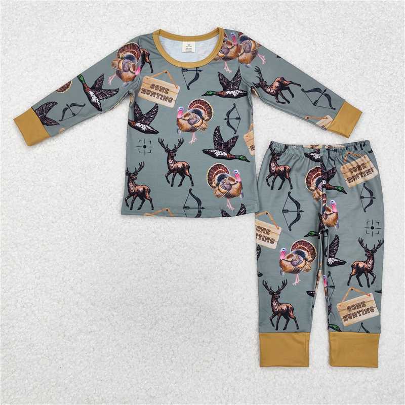 RTS NO MOQ Baby Boys Sets BLP0819 Hunting Ducks Top Pants Pajamas Clothes Sets