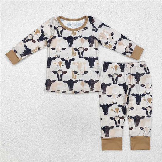 RTS NO MOQ Baby Boys Sets BLP0860 Western Cow Black Bamboo Pajamas Clothes Sets