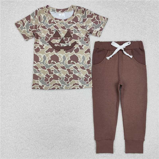 RTS NO MOQ Baby Boys Summer Sets BSPO0481 Camo Halloween Top Pants Outfits Clothes Sets