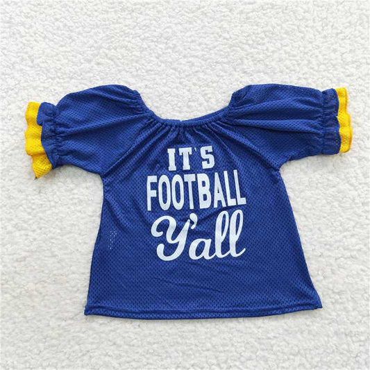6.5 RTS NO MOQ Summer Baby Girls Short Sleeve GT0273 Team Sports Royal Blue Football Shirts Tops