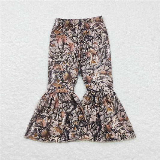 7.18 RTS NO MOQ Baby Girls Long Pants P0309 Camo Deer Hunting Bell Bottom Flare Pants