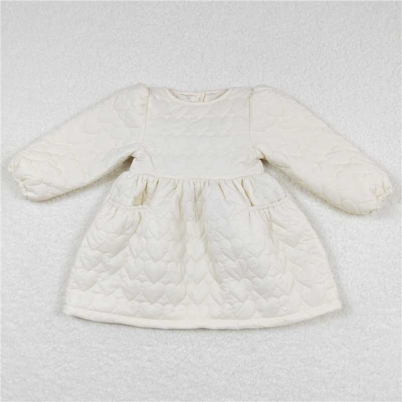 6.18 RTS NO MOQ Baby Girls Long Sleeve GLD0263 Cotton Wadded Jacket Winter Thick Dresses