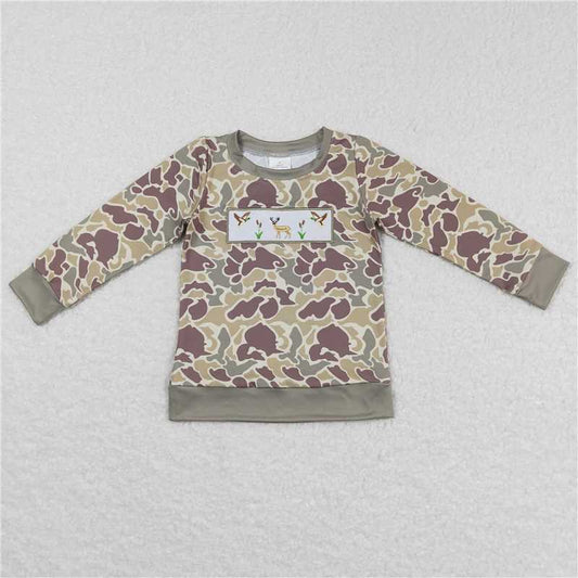 6.30 RTS NO MOQ Baby Boys Long Sleeve BT0378 Baby Boys Camo Deer Duck Hunting Long Sleeve Shirts Tops