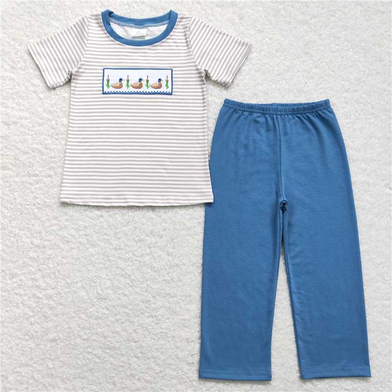 RTS NO MOQ Baby Boys Summer Sets BSPO0305 Duck Short Sleeve Shirt Pants Clothes Sets