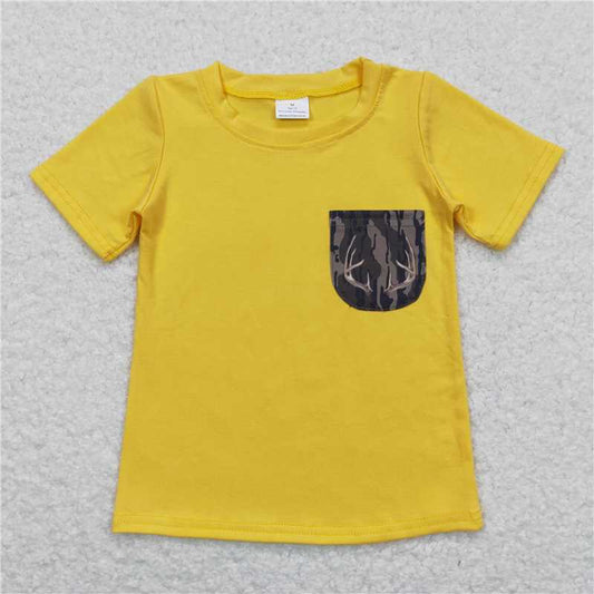 5.21  RTS NO MOQ Summer Baby Boys Shirt BT0604 Deer Camo Pocket Short Sleeve Tee Shirts Tops