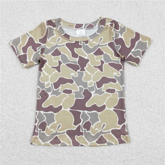 5.21  RTS NO MOQ Summer Baby Boys Shirt BT0622 Camo Green Short Sleeve Tee Shirts Tops