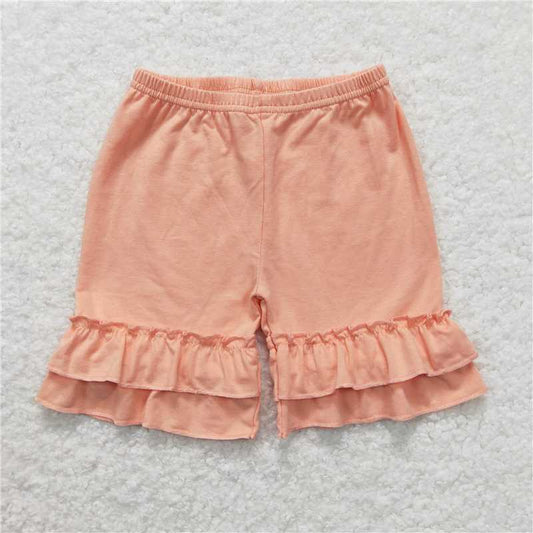 6.20 RTS NO MOQ Baby Girls Summer Pants SS0259 Peach Cotton Ruffle Summer Shorts