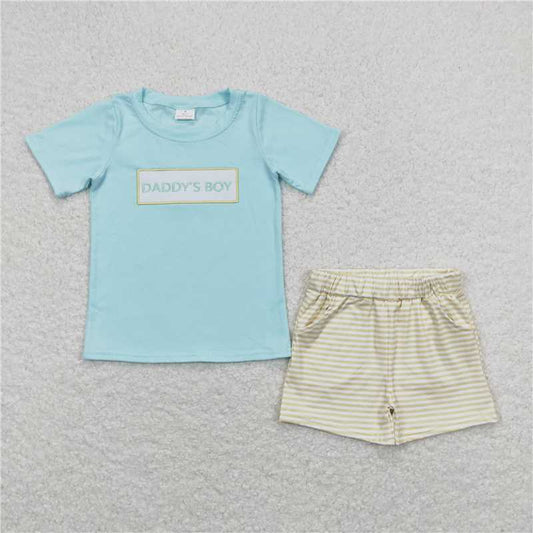 RTS NO MOQ Baby Boys kids Summer Sets BSSO0522 Daddy's Boy Shirt Shorts Clothes Sets