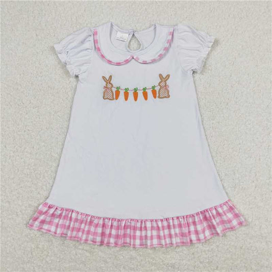 7.31 RTS NO MOQ Summer Baby Girls Dresses GSD0609 Easter Rabbit Carrot Knee Length Dresses