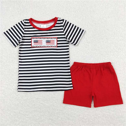 RTS NO MOQ Baby Boys kids Summer Sets BSSO0565 Flag 4th Of July Shirt Shorts Summer Clothes Sets