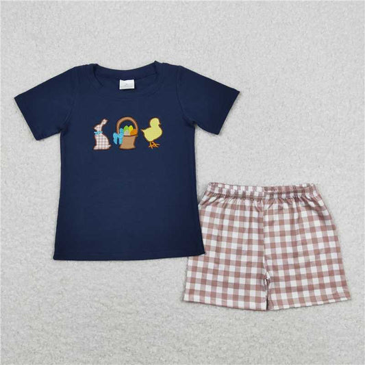 RTS NO MOQ Baby Boys kids Summer Sets BSSO0364 Rabbit Eggs Chick Shirt Shorts Easter Clothes Sets