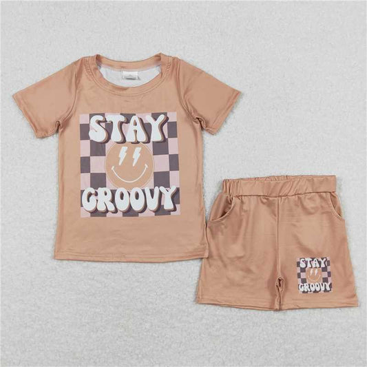 RTS NO MOQ Baby Boys kids Summer Sets BSSO0613 Shirt Khaki Shorts Outfits Clothes Sets