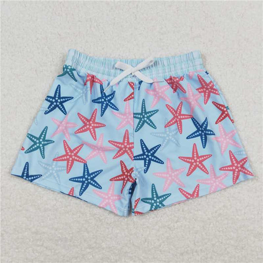 RTS NO MOQ Baby Boys Summer pants S0241 Blue Star Fish Trunks Swimsuits