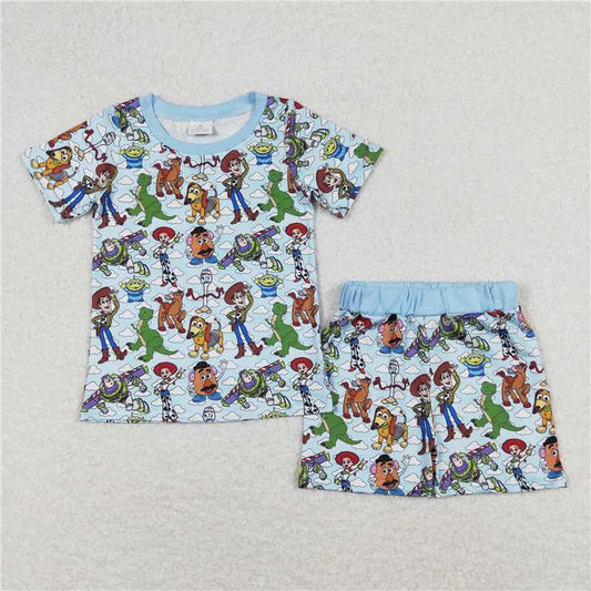 RTS NO MOQ Baby Boys kids Summer Sets BSSO0728 Short Sleeve Top Summer Shorts Pajamas Clothes Sets