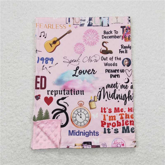 RTS NO MOQ Baby Kids Carpet BL0124 Pop Singer Pink Color Guitar Butterfly Blankets