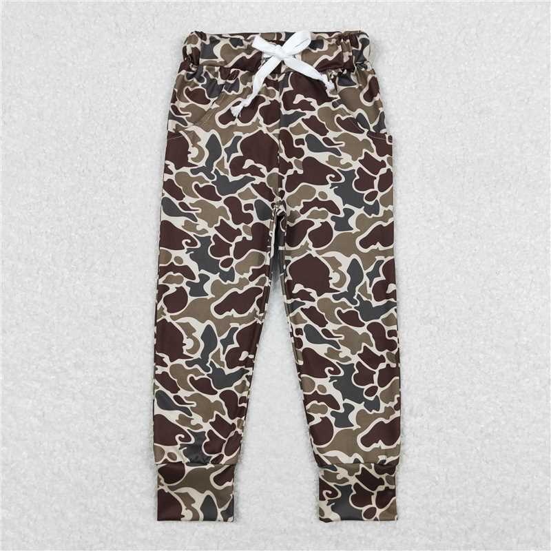 RTS NO MOQ Baby Girls Long Pants P0433 Camo Green Pockets Pants
