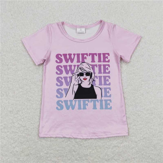 RTS NO MOQ Summer Baby Girls Short Sleeve GT0505 Pink Singer Short Sleeve Tee Shirts Tops