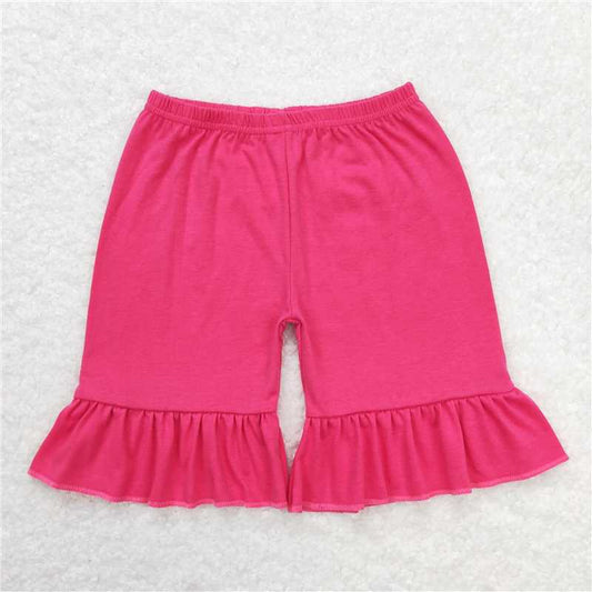 6.20 RTS NO MOQ Baby Girls Summer Pants SS0249 Dark Pink Ruffle Summer Shorts