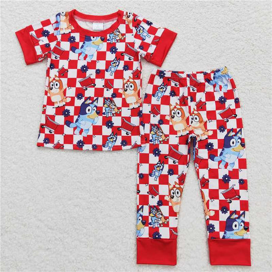 RTS NO MOQ Baby Boys Summer Sets BSPO0355 Blue Shirt Top Pants Pajamas Clothes Sets