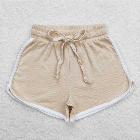 6.20 RTS NO MOQ Baby Girls Summer Pants SS0295 Light Brown Color Summer Sports Design Shorts