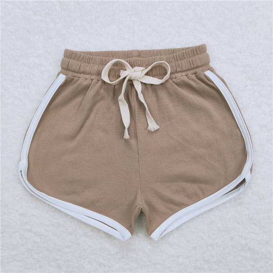 6.20 RTS NO MOQ Baby Girls Summer Pants SS0294 Brown Color Sports Design Shorts