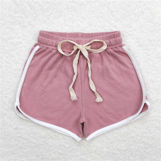 6.20 RTS NO MOQ Baby Girls Summer Pants SS0293 Dark Pink Color Sports Design Shorts