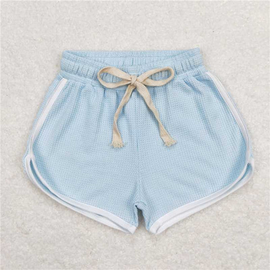 6.23 RTS NO MOQ Baby Girls Summer Pants SS0289 Light Blue Color Summer Sports Design Shorts