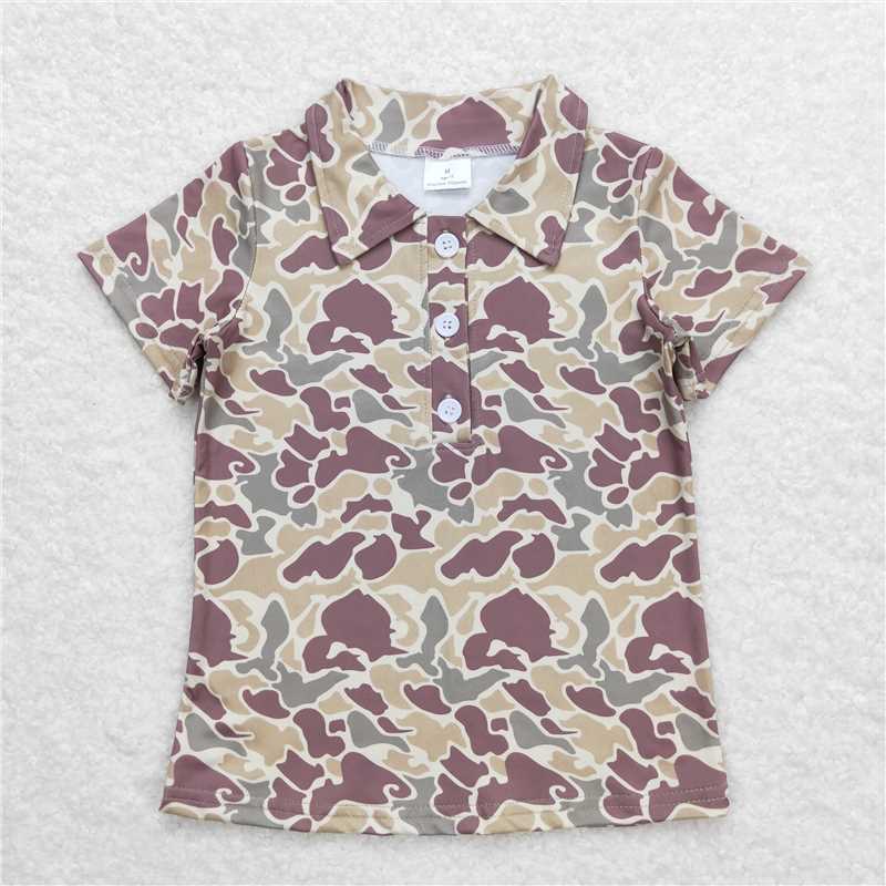 5.21  RTS NO MOQ Summer Baby Boys Shirt BT0640 Green Camo Short Sleeve Buttones Tee Shirts Tops