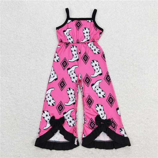 RTS NO MOQ Summer Baby Girls Bodysuit SR1238 Straps Boots Aztec Bows Bell Bottom Jumpsuits
