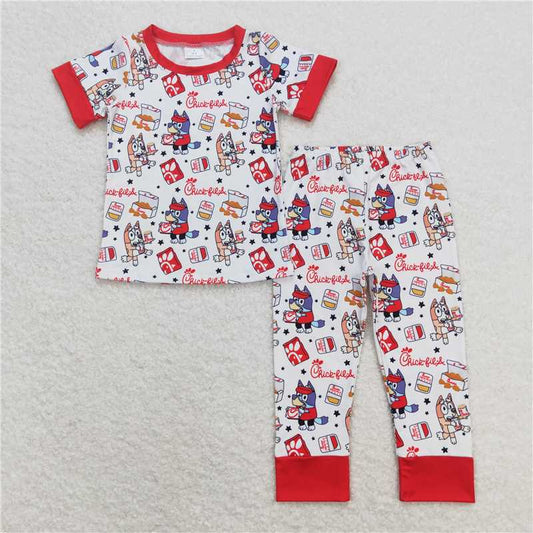 RTS NO MOQ Baby Boys Summer Sets BSPO0347 Dog Chips Shirt Pants Pajamas Clothes Sets
