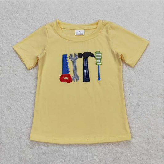 5.21  RTS NO MOQ Summer Baby Boys Shirt BT0575 Yellow Tool Short Sleeve Tee Shirts Tops