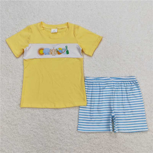 RTS NO MOQ Baby Boys kids Summer Sets BSSO0397 Beach Play Summer Shirt Tops Shorts Outfits Clothes Sets