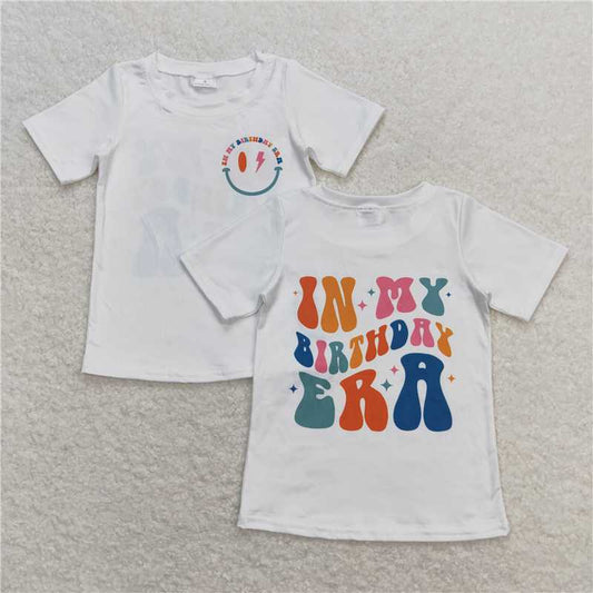RTS NO MOQ Summer Baby Girls Short Sleeve GT0503 White In My Birthday Era Short Sleeve Tee Shirts Tops