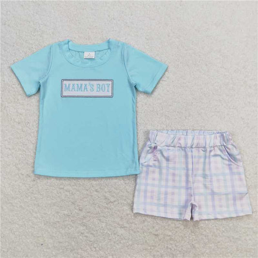 RTS NO MOQ Baby Boys kids Summer Sets BSSO0624 Mama's Boy Short Sleeve Tee Shirt Top Shorts Clothes Sets