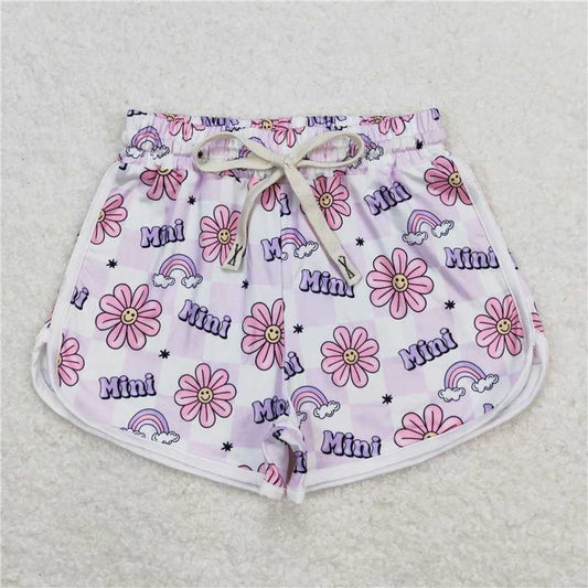 RTS NO MOQ Baby Girls Summer Pants SS0171 Mini Flowers Rainbow Shorts Bottoms