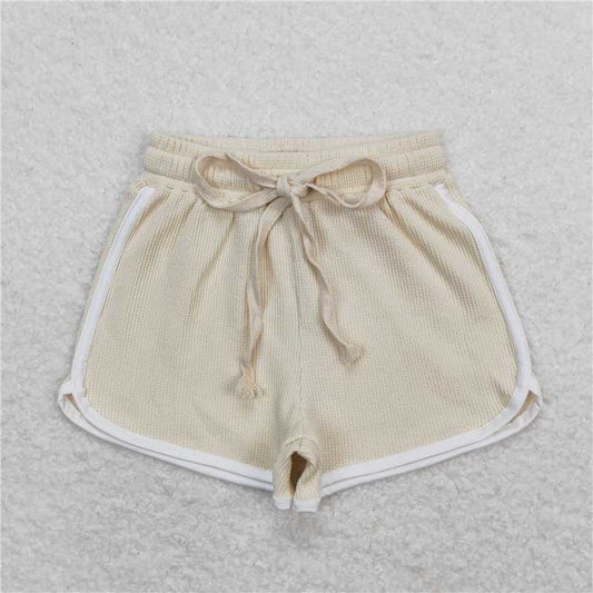 RTS NO MOQ Baby Girls Summer Pants SS0323 Ivory Cotton Sports Design Shorts