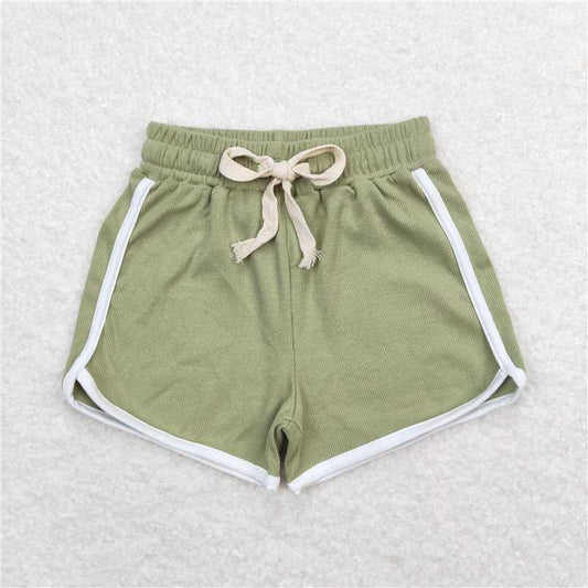 RTS NO MOQ Baby Girls Summer Pants SS0324 Light Green Cotton Sports Design Shorts