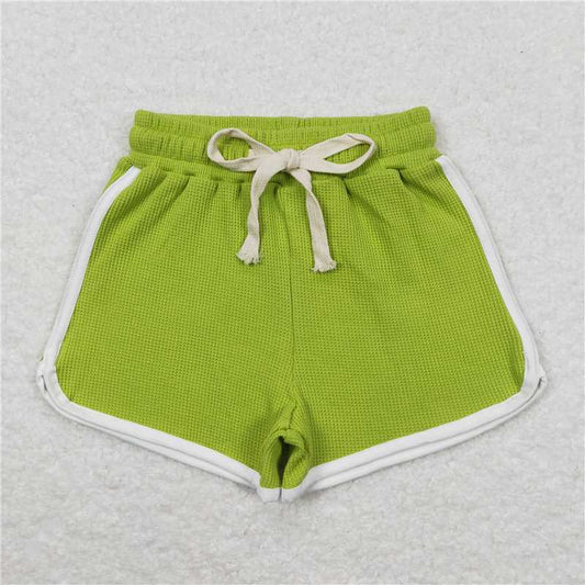 RTS NO MOQ Baby Girls Summer Pants SS0325 Apple Green Cotton Sports Design Shorts