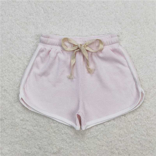 RTS NO MOQ Baby Girls Summer Pants SS0326 Light Pink Cotton Sports Design Shorts