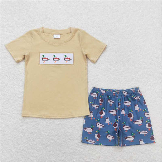 RTS NO MOQ Baby Boys kids Summer Sets BSSO0645 Duck Short Sleeve Tee Top Shorts Clothes Sets