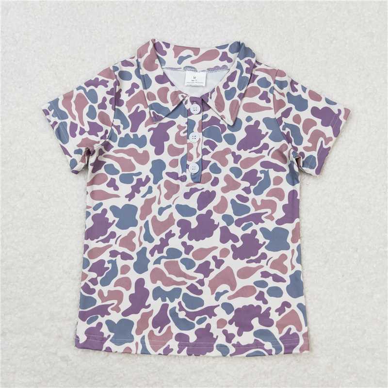 5.21  RTS NO MOQ Summer Baby Boys Shirt BT0641 Grey Camo Short Sleeve Buttons Tee Shirts Tops