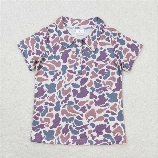 5.21  RTS NO MOQ Summer Baby Boys Shirt BT0641 Grey Camo Short Sleeve Buttons Tee Shirts Tops