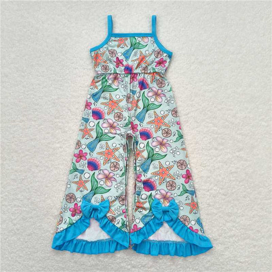 RTS NO MOQ Summer Baby Girls Bodysuit SR1391 Mermaid Bows Pants Straps Jumpsuits