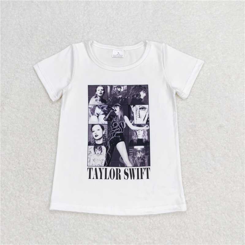 RTS NO MOQ Summer Baby Girls Short Sleeve GT0530 Music Grey Singer Short Sleeve Tee Shirts Tops