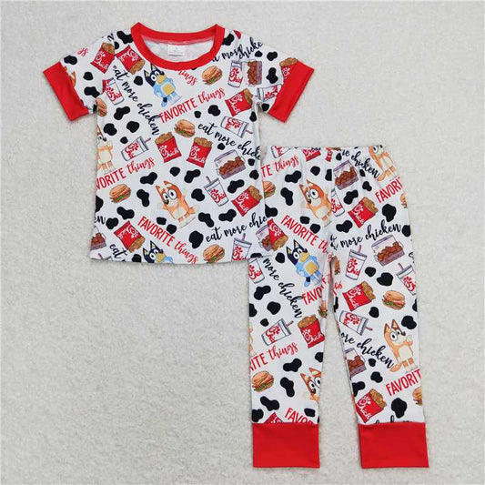 RTS NO MOQ Baby Boys Summer Sets BSPO0346 Dog Chips Shirt Top Pants Pajamas Outfits Clothes Sets